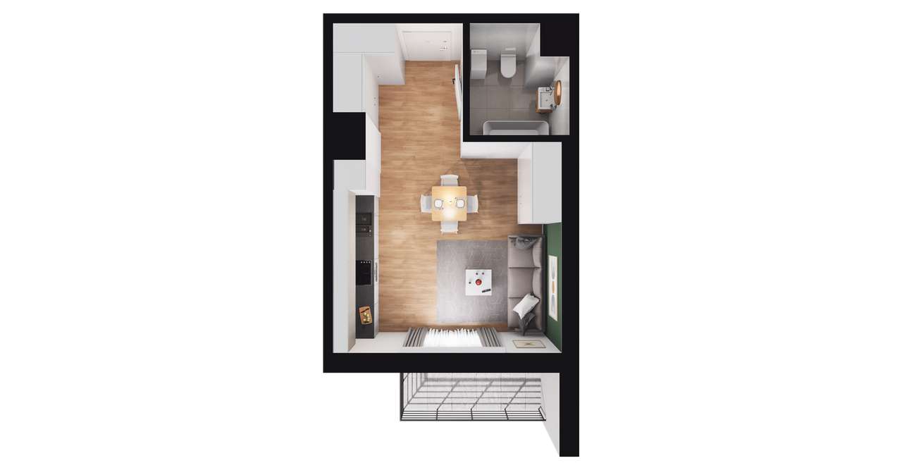 1-pokojowe mieszkanie 28m2 + balkon Bezpośrednio - Pełny obrazek: 2/8