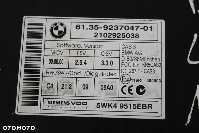 STEROWNIK CAS ZESTAW STARTOWY BMW E87 N47D20 2.0D - 6