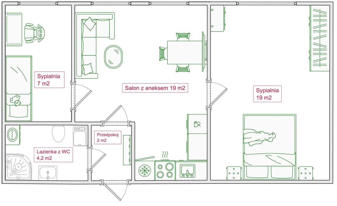 Piękne 52 m2, 3. pok. na 1 piętrze. Po remoncie. Bez prowizji!-12