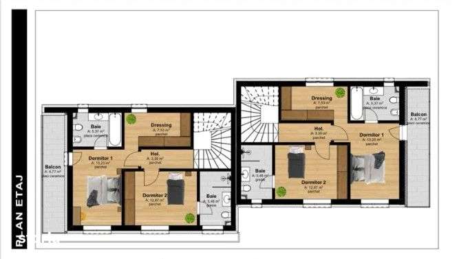 Duplex semifinisat 4 camere, 2 garaje,161 mp,teren liber 280 mp, Tauti - Imagine principală: 5/11