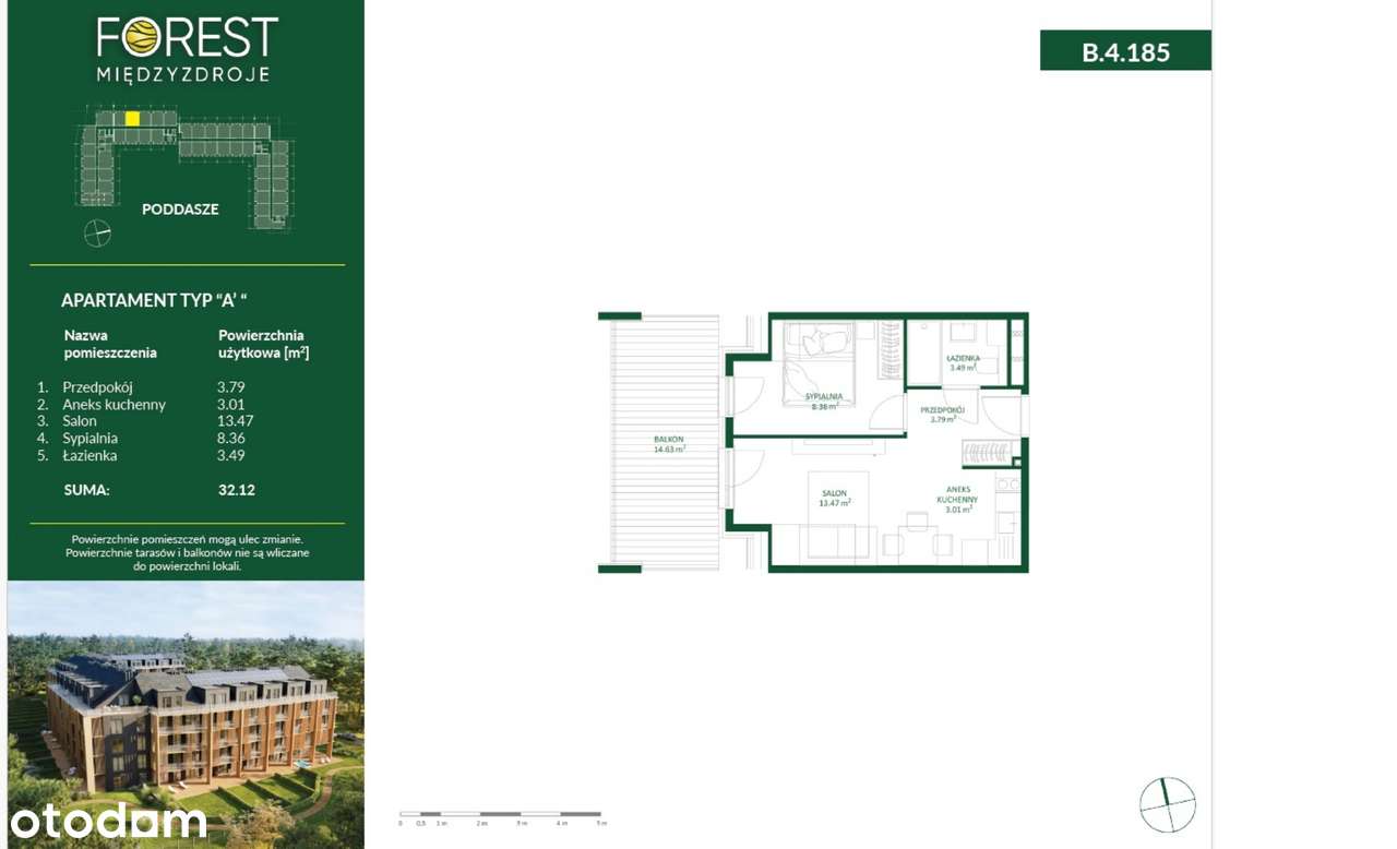 Forest Międzyzdroje | apartament 2-pok. | B.4.185 - Pełny obrazek: 4/9