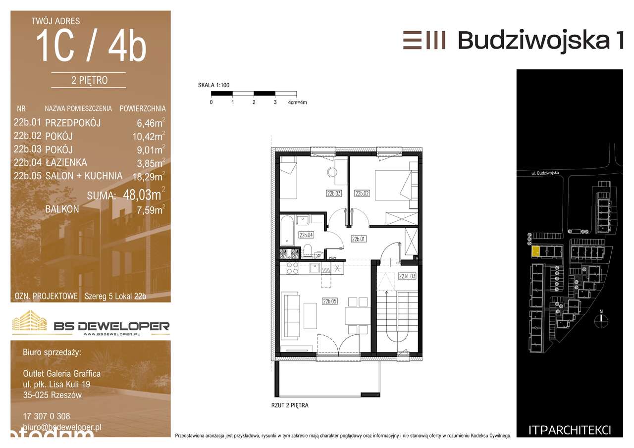 Budziwojska 3 | mieszkanie z balkonem 1C/4b - Pełny obrazek: 2/8