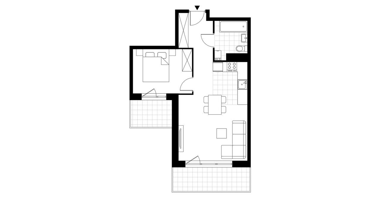2-pokojowe mieszkanie 47m2 + 2 balkony - Pełny obrazek: 3/8