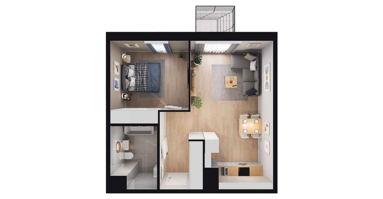 2-pokojowe mieszkanie 45m2 + balkon Bezpośrednio - Pełny obrazek: 1/8