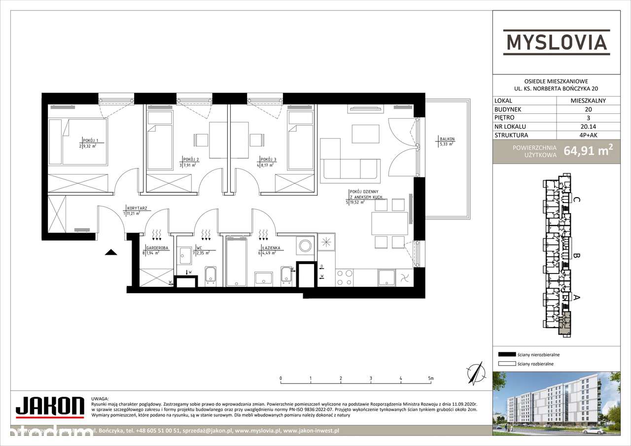 4-pokojowe mieszkanie 64m2 + balkon Bez Prowizji - Pełny obrazek: 2/8