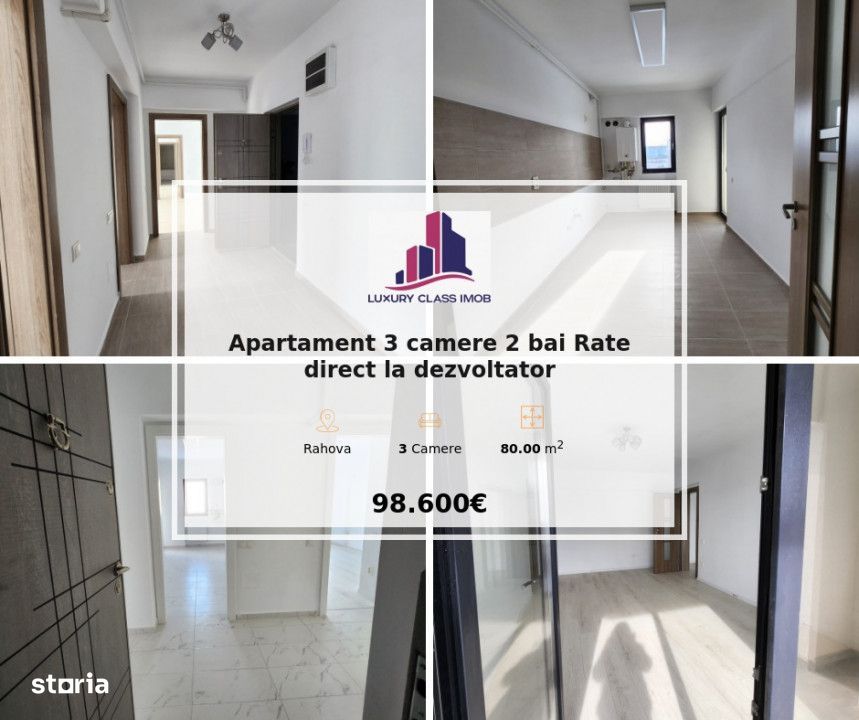 Apartament 3 camere 2 bai Rate direct la dezvoltator