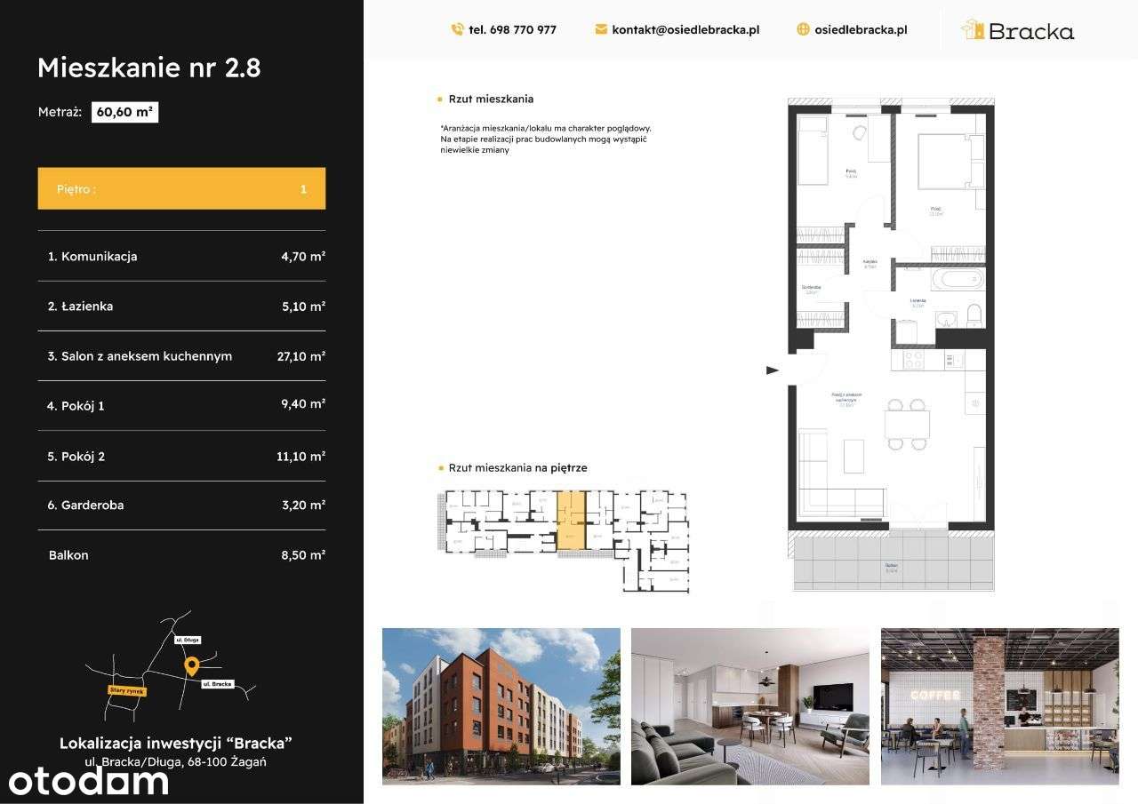 Osiedle Bracka | mieszkanie 3-pok. z balkonem | 2.8 - Pełny obrazek: 2/6