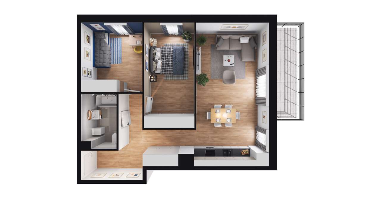 3-pokojowe mieszkanie 66m2 + balkon Bezpośrednio - Pełny obrazek: 2/8