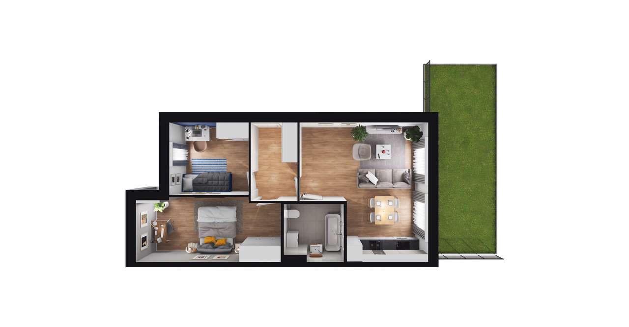 3-pokojowe mieszkanie 55m2 + ogródek Bezpośrednio - Pełny obrazek: 2/8