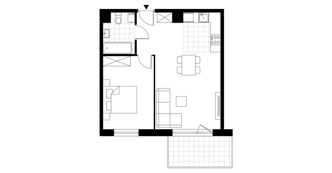 2-pokojowe mieszkanie 46m2 + balkon - Pełny obrazek: 4/6