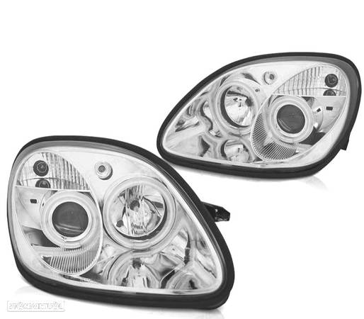 FARÓIS ANGEL EYES PARA MERCEDES SLK R170 96-04 FUNDO CROMADO - 3