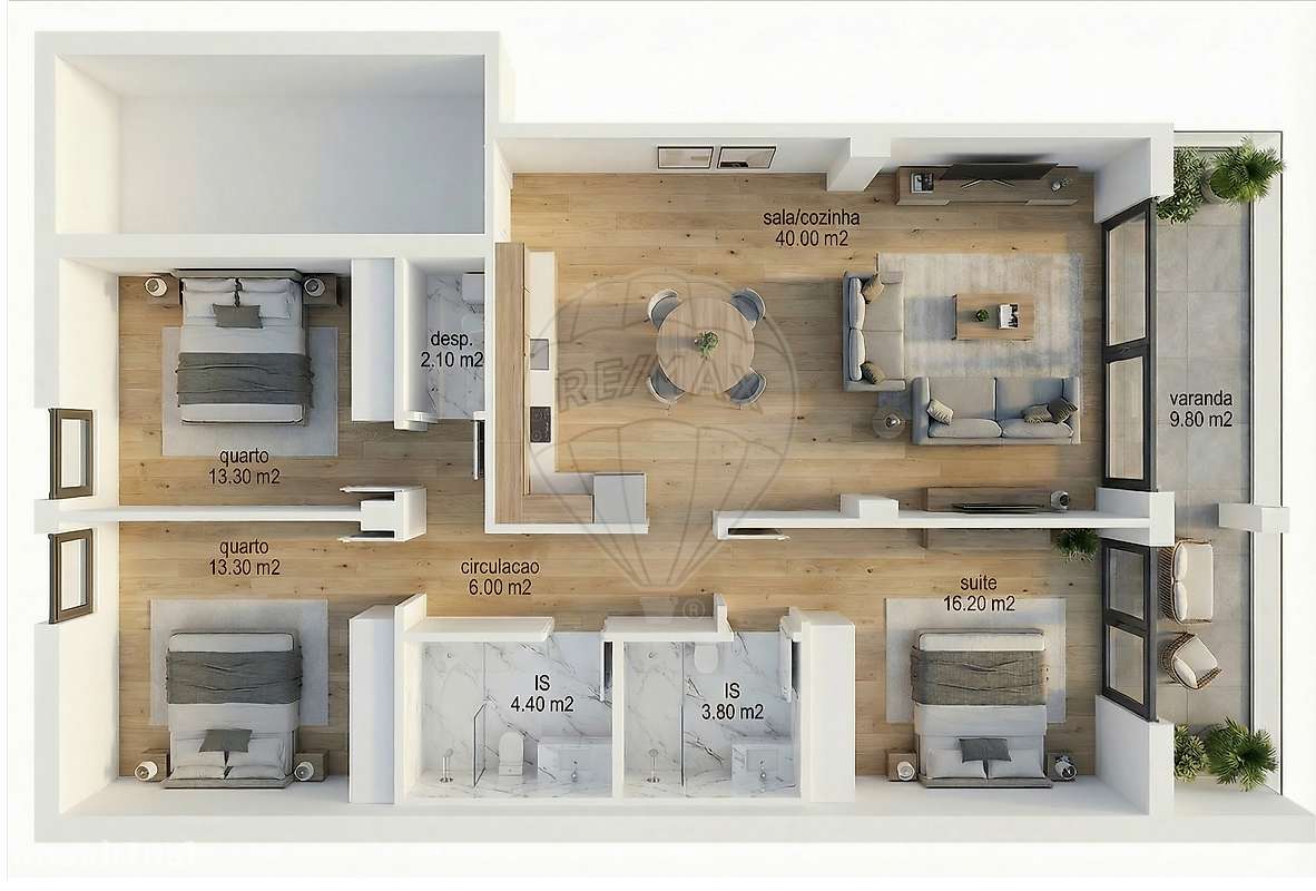 Apartamento T3 Novo em Condomínio com Piscina  na Várzea, Barcelos - Grande imagem: 5/5