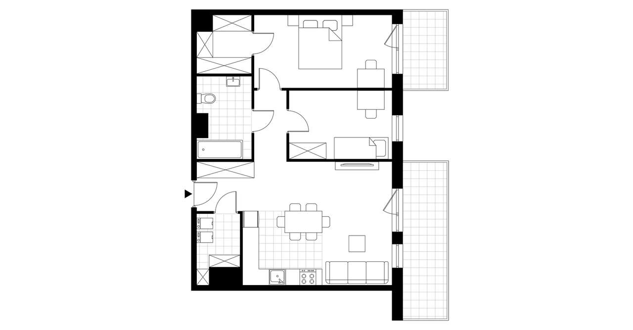 3-pokojowe mieszkanie 70m2 + 2 balkony - Pełny obrazek: 3/8