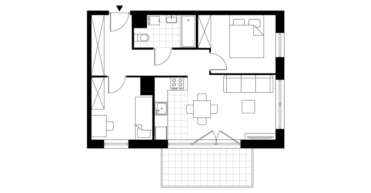 3-pokojowe mieszkanie 46m2 + balkon Bezpośrednio - Pełny obrazek: 3/8