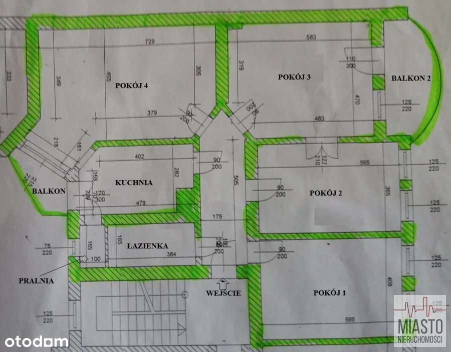 I piętro - 4 pokoje  -2 balkony-1