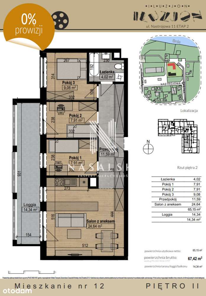 Mieszkanie 4 Pokoje 67m2 Bartodzieje Brak Prowizji - Pełny obrazek: 3/3