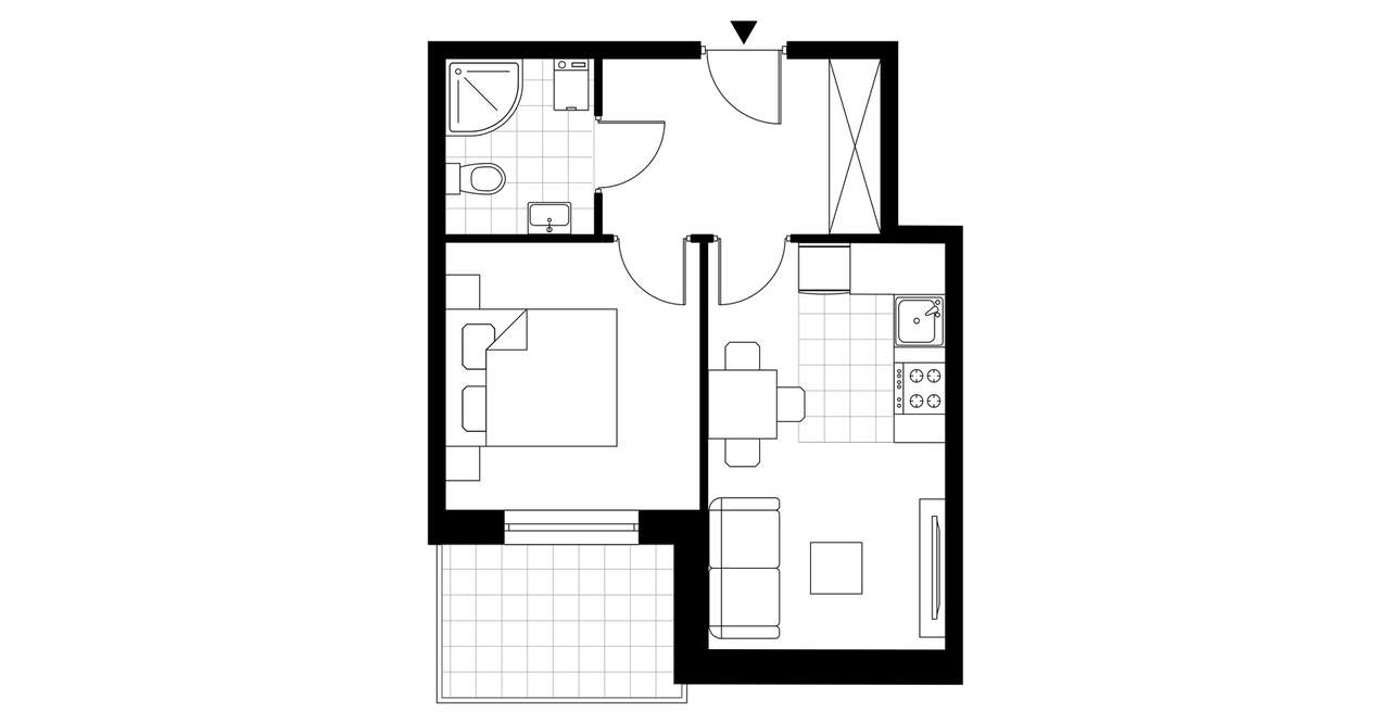 2-pokojowy apartament inwestycyjny 28m2 + balkon - Pełny obrazek: 3/5