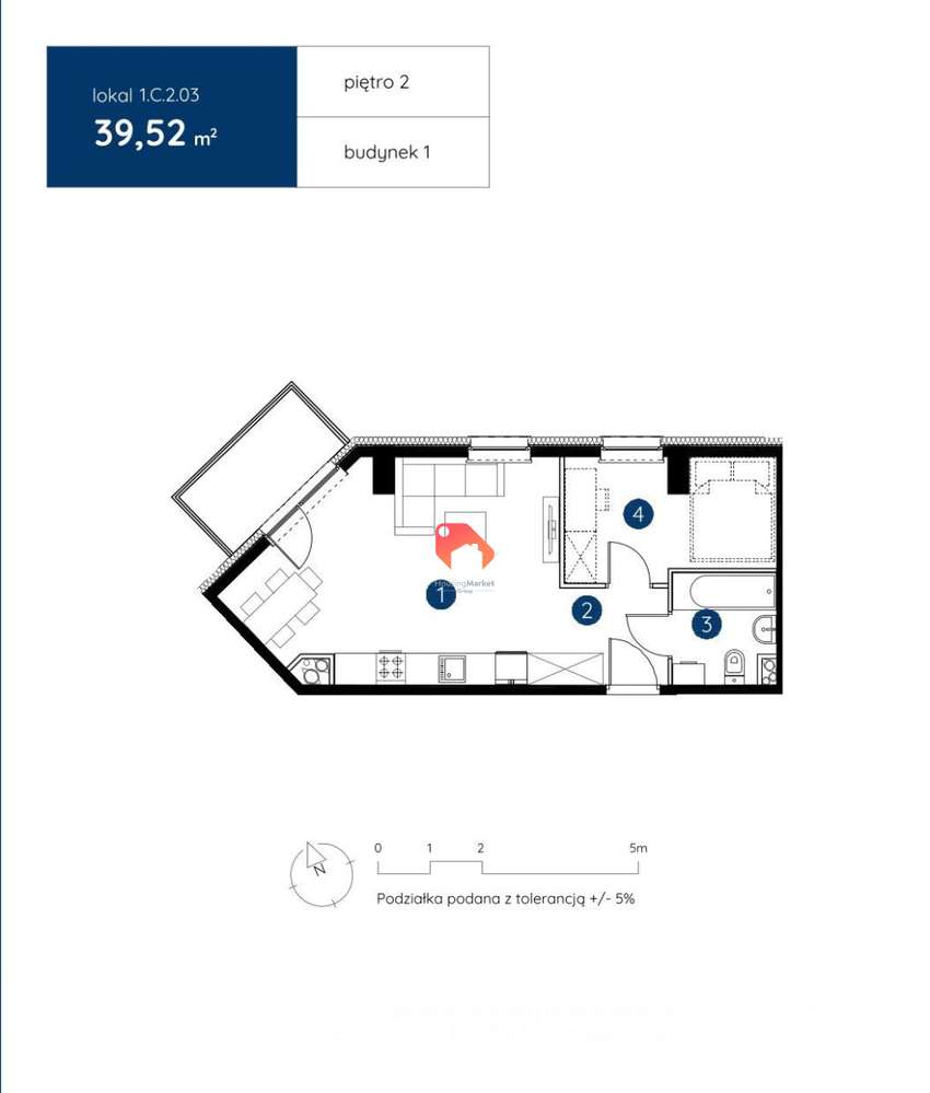 Nowe 2 pokoje 39,52m2 w samym Centrum Bydgoszczy - Pełny obrazek: 2/8