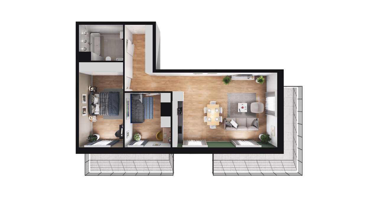 3-pokojowe mieszkanie 66m2 + 2 balkony - Pełny obrazek: 2/8