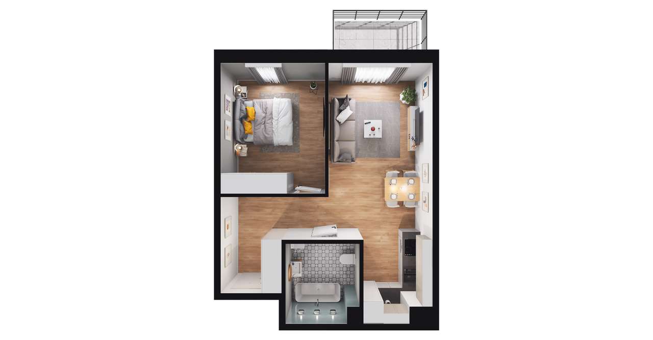 2-pokojowe mieszkanie 43m2 + balkon Bez Prowizji - Pełny obrazek: 3/9