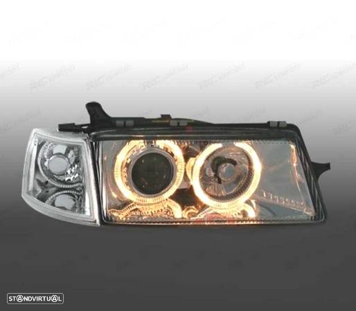 FARÓIS FRONTAIS ANGEL EYES PARA OPEL VECTRA A 88-95 FUNDO CROMADO - 2