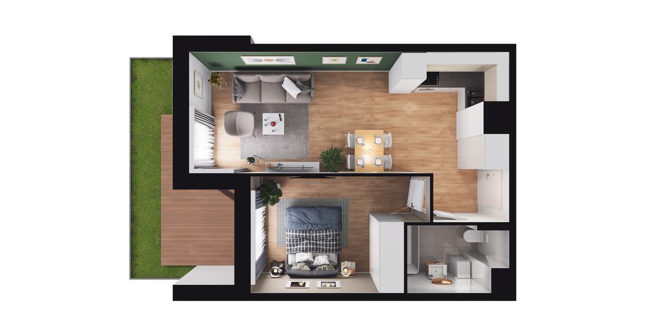 2-pokojowe mieszkanie 38m2 + ogródek Bezpośrednio - Pełny obrazek: 3/9