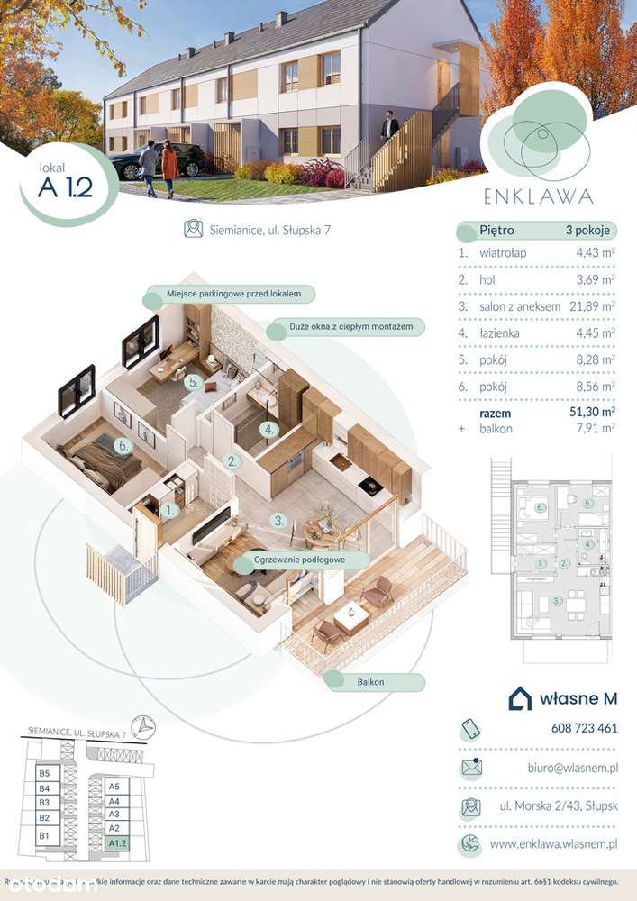 Duży balkon 8m ✅ ogrzewanie podłogowe ✅ strych 18m-8