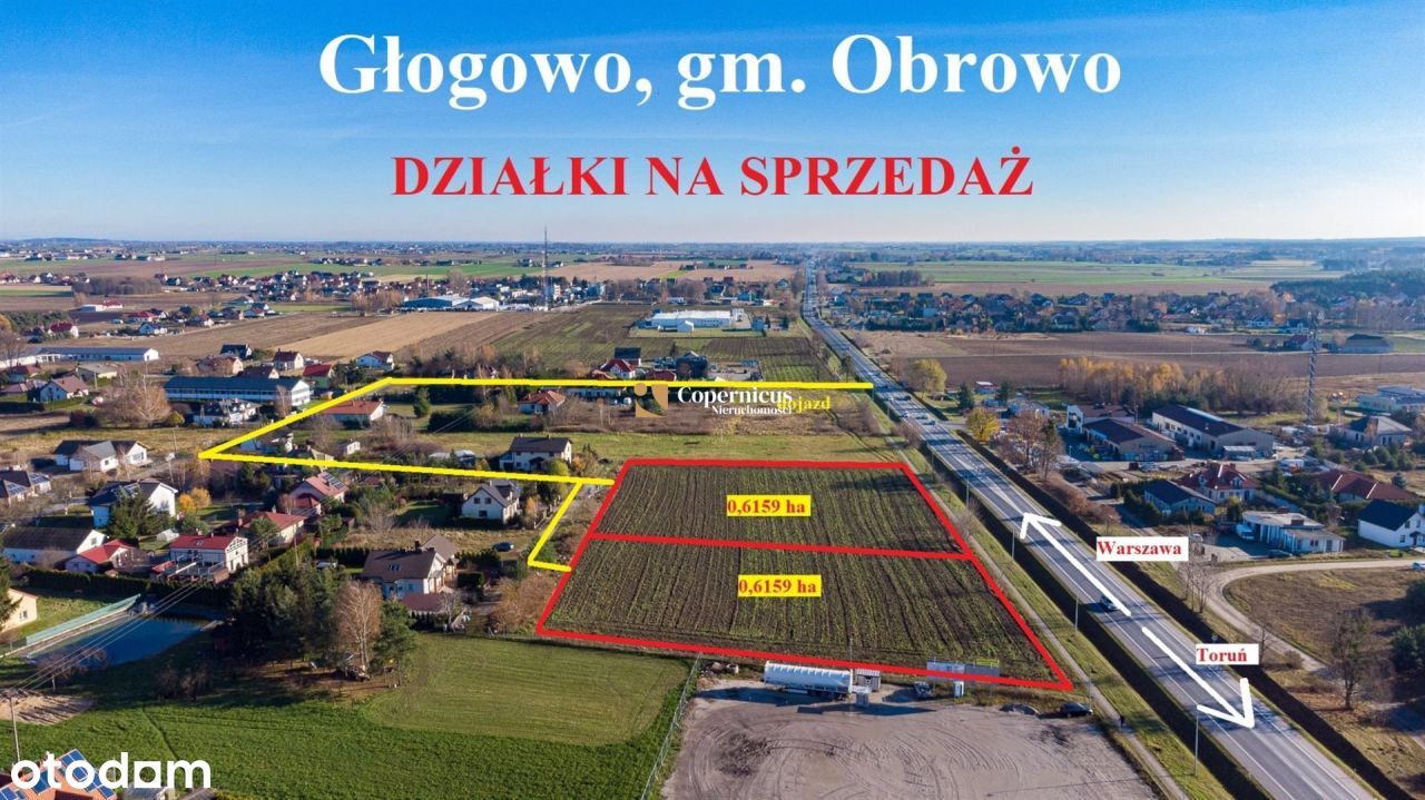 2 działki inwestycyjne Głogowo, gm. Obrowo