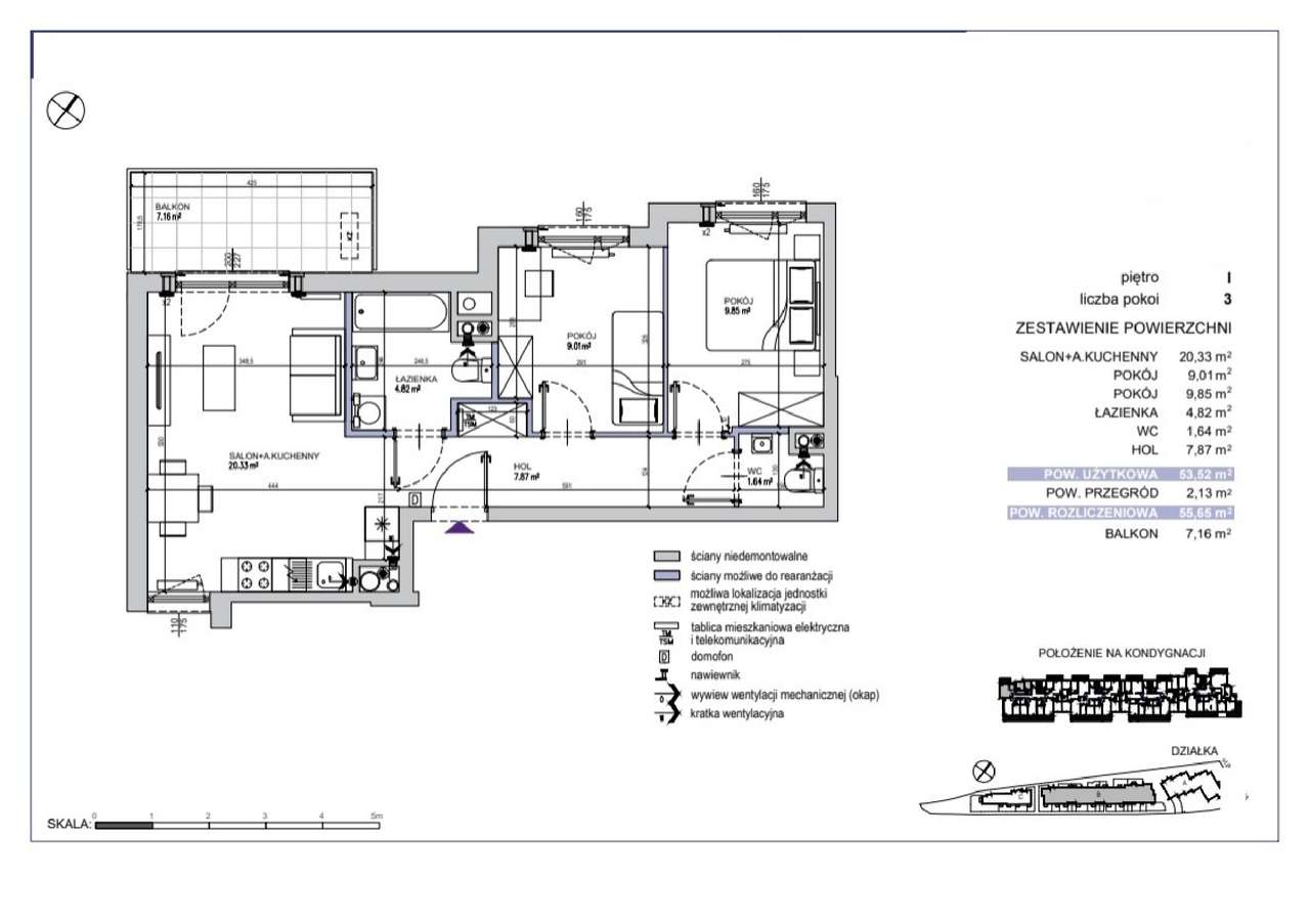 Nowe 3 pokoje 53,52m2 Mokotów-Bokserska 0% Prowizji-4