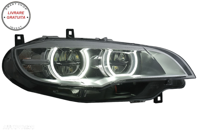 Faruri Xenon Angel Eyes 3D Dual Halo Rims LED DRL BMW X6 E71 (2008-2012)- livrare gratuita - 8