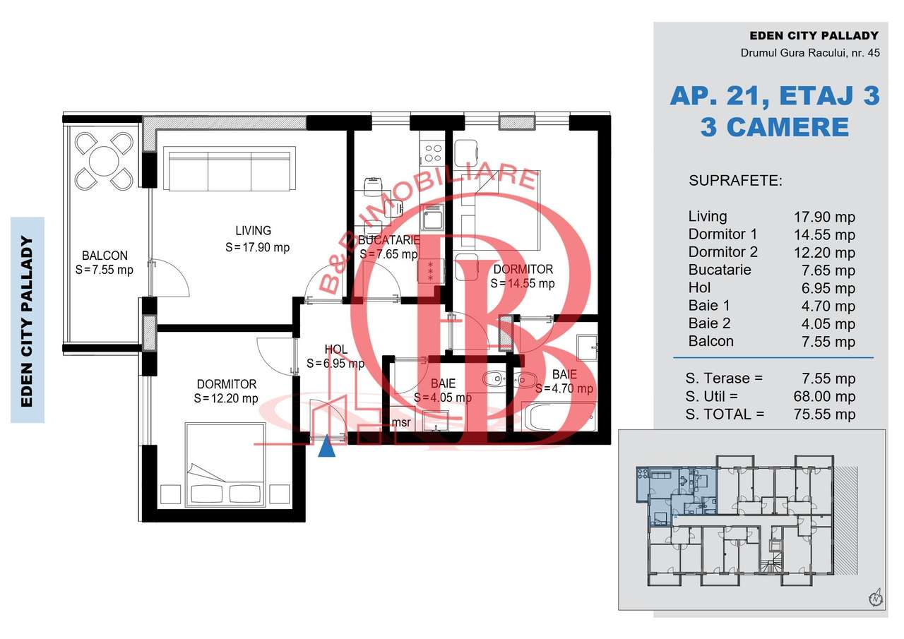 Apartament decomandat 3 Camere -Titan Pallady-Metrou Teclu