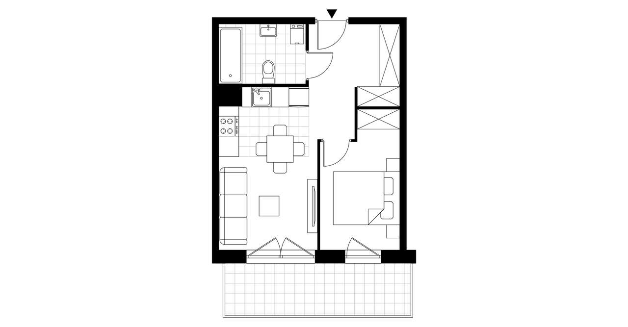 2-pokojowe mieszkanie 36m2 + balkon Bezpośrednio - Pełny obrazek: 4/9