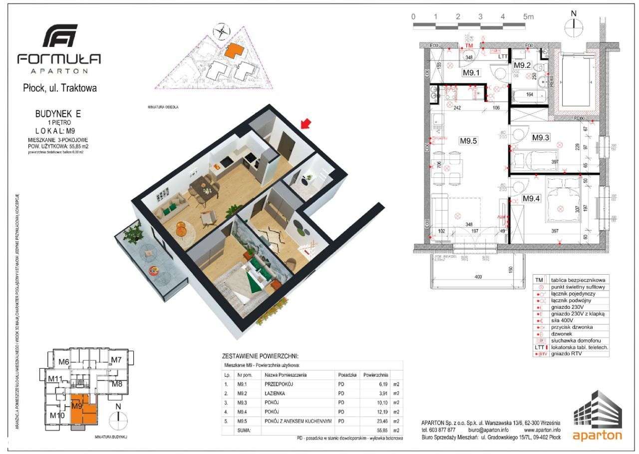 Przestronne 3pok, I piętro, winda! M9 - Pełny obrazek: 2/9