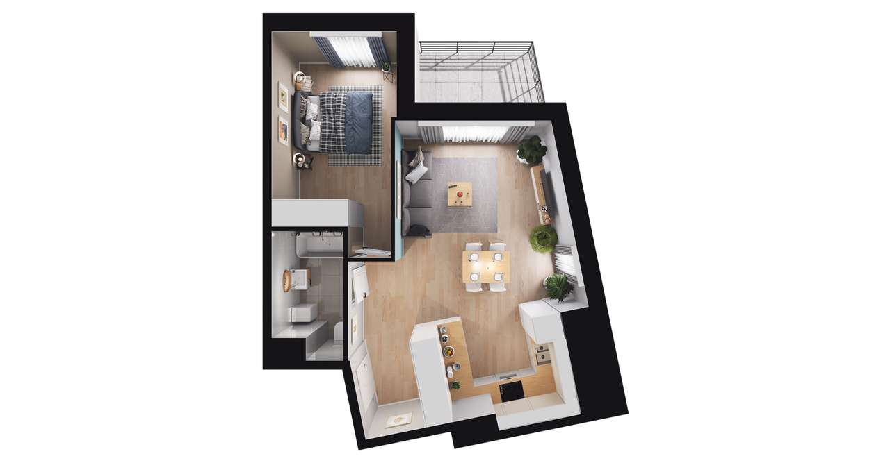 2-pokojowe mieszkanie 47m2 + taras Bez Pośredników - Pełny obrazek: 2/8