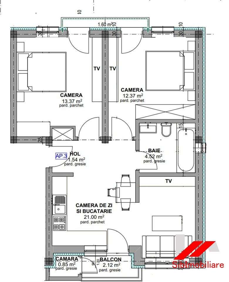 Apartament 3 camere la cheie etaj 1 Promenada Selimbar - Imagine principală: 4/15