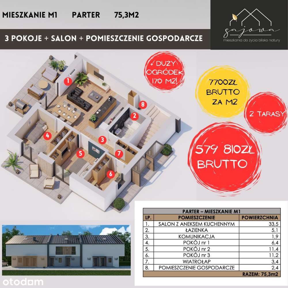 Chełmiec mieszkania deweloperskie 65-82m2 PRZEDSPRZEDAŻ - Pełny obrazek: 4/13