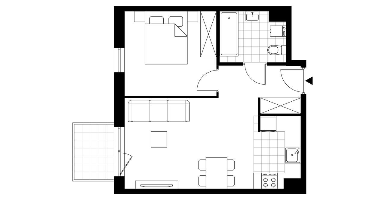 2-pokojowe mieszkanie 42m2 + balkon Bez Prowizji - Pełny obrazek: 2/7