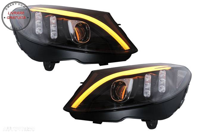 Faruri LED Mercedes C-Class W205 S205 A205 C205 (2014-2018) Negru Semnal Dinamic S- livrare gratuita - 8