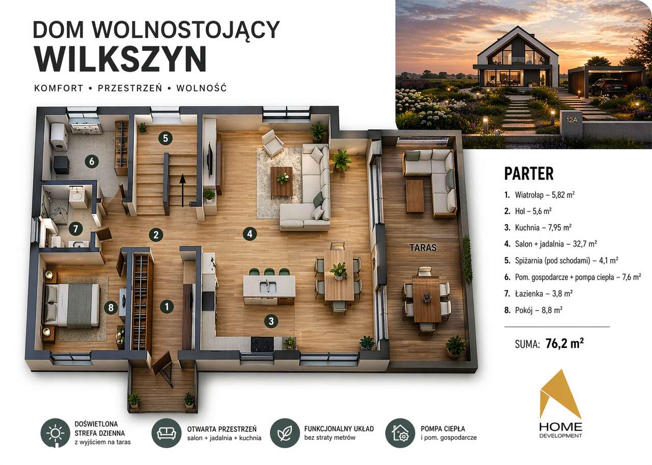 Dom wolnostojący 6 pokoi | działka 900 m² | Wilkszyn-4