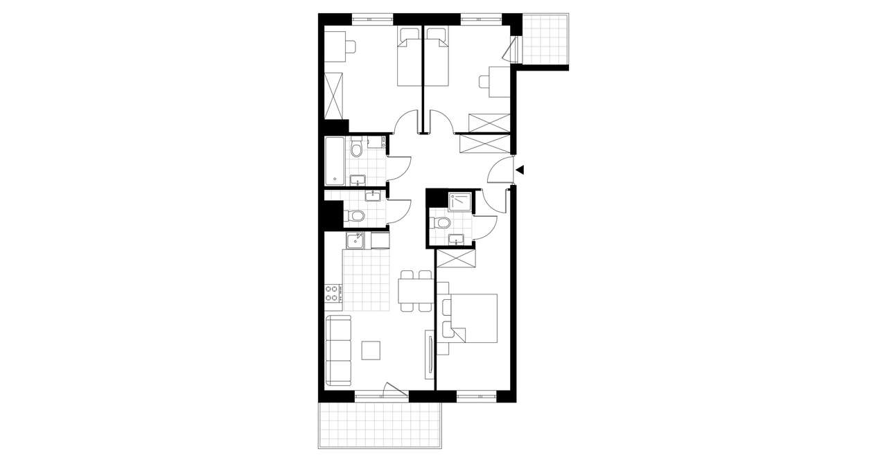 4-pokojowe mieszkanie 73m2 + 2 balkony - Pełny obrazek: 3/8