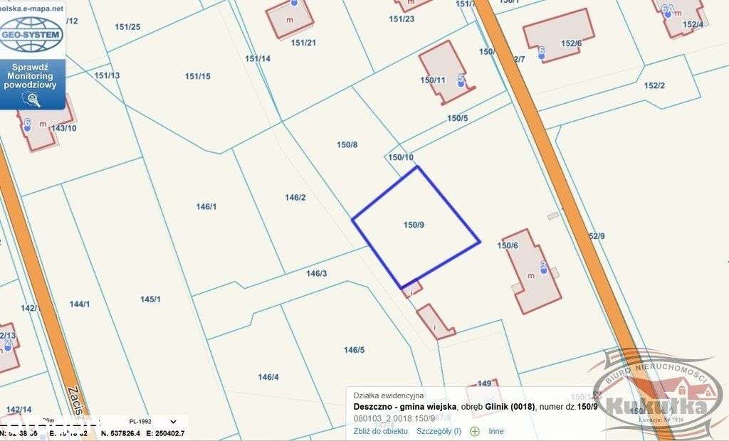 Działka budowlana 787m2 - Glinik, gm. Deszczno-7