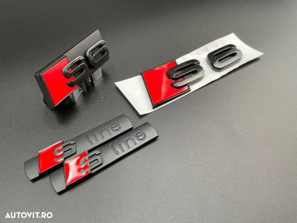 Set embleme Premium Audi S6 Negru / Roșu - 2