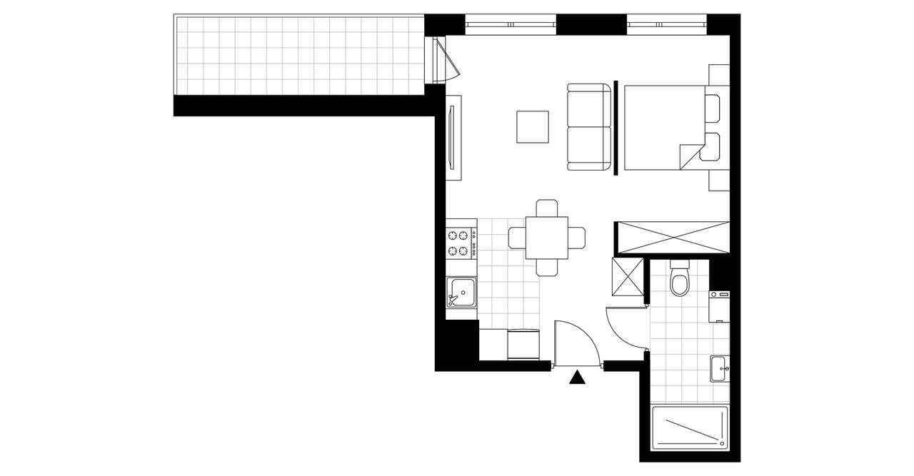 1-pokojowe mieszkanie 34m2 + balkon Bezpośrednio - Pełny obrazek: 3/8