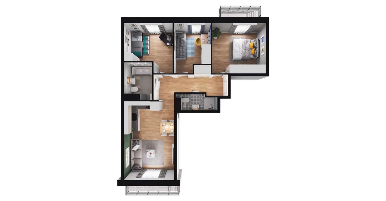 4-pokojowe mieszkanie 65m2 + balkon Bezpośrednio - Pełny obrazek: 2/8