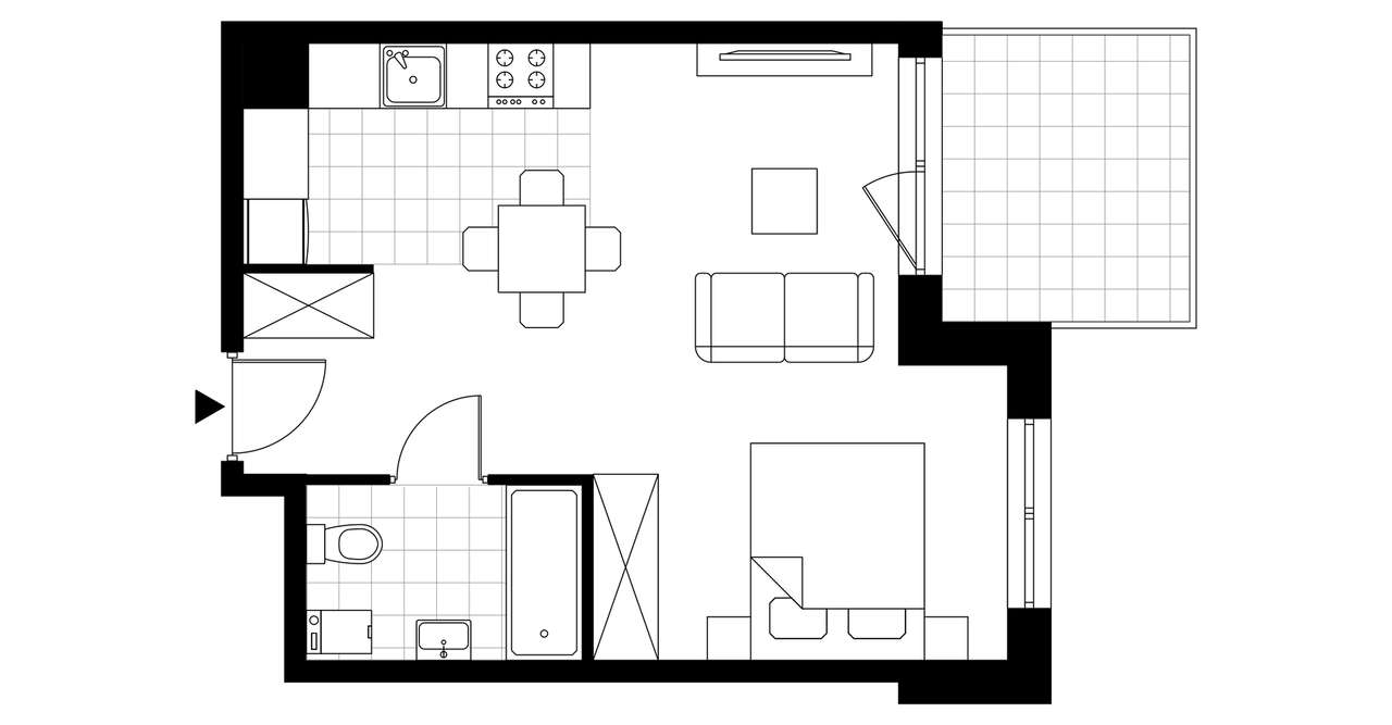 1-pokojowe mieszkanie 35m2 + balkon Bezpośrednio - Pełny obrazek: 3/8