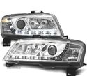 CONJUNTO DE FARÓIS PARA FIAT STILO 3P 01-08 DAYLIGHT LED CROMADOS - 1