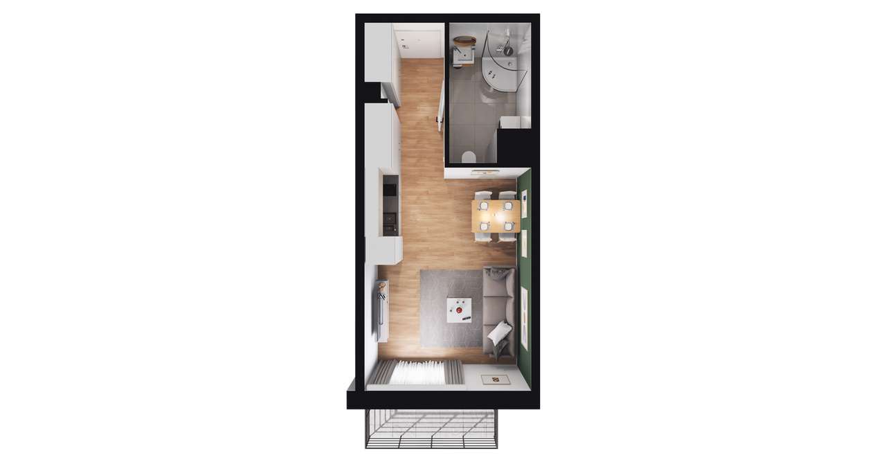 1-pokojowe mieszkanie 26 m² + balkon Bez Prowizji - Widok 2