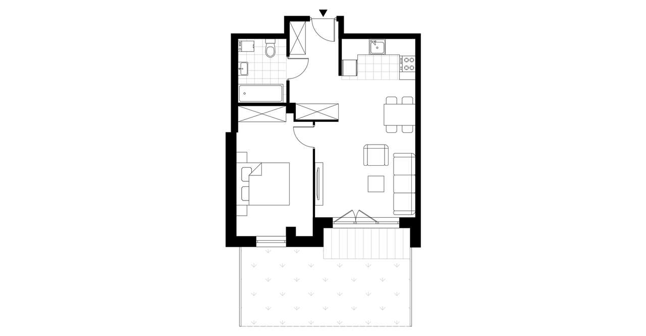 2-pokojowe mieszkanie 45m2 + taras Bezpośrednio - Pełny obrazek: 3/8