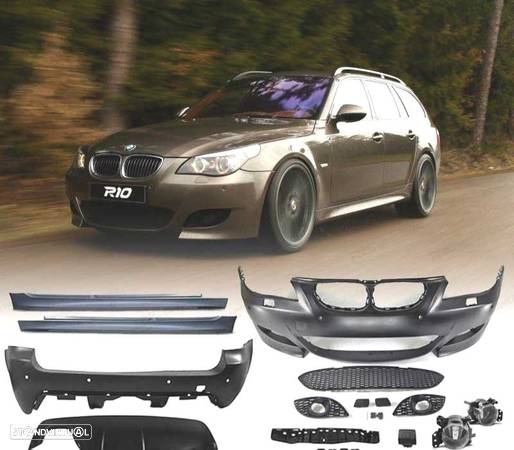 KIT CARROÇARIA LOOK M5 PARA BMW E61 03-07 COM PDC COM NEVOEIROS - 1