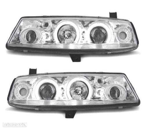 FARÓIS ANGEL EYES PARA OPEL CALIBRA 89-97 FUNDO CROMADO - 1